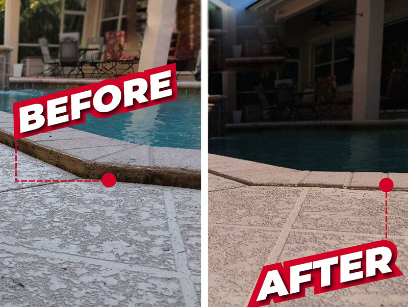Pool deck leveling before after